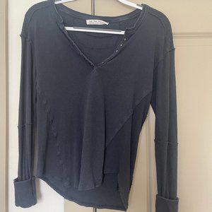 Free People Long Sleeve Navy Tee